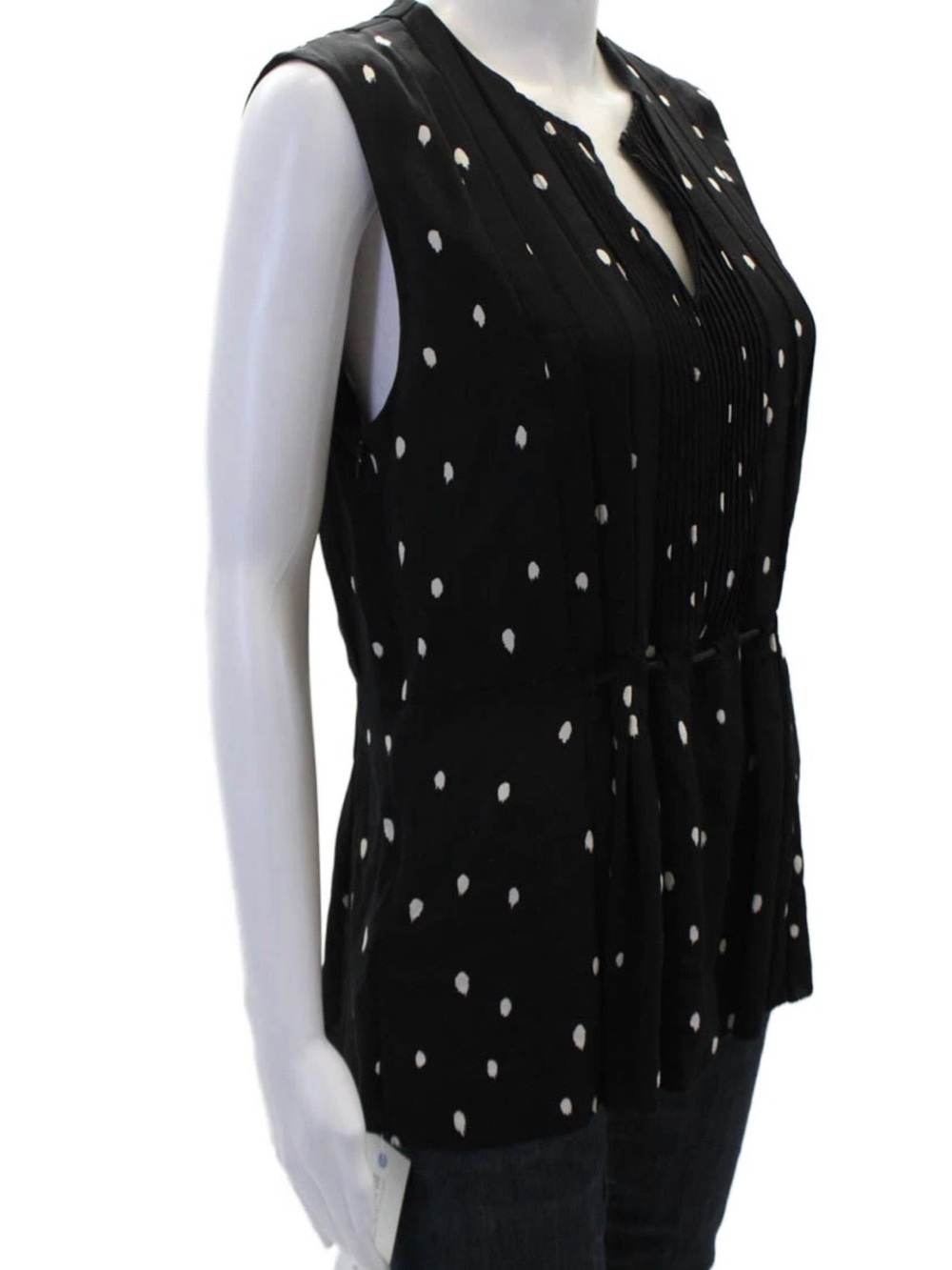 3.1 Phillip Lim Silk Sleeveless Top in Black with White Dot Pattern Size 6 - Picture 2 of 6